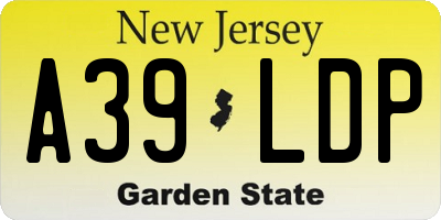 NJ license plate A39LDP