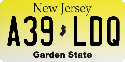 NJ license plate A39LDQ