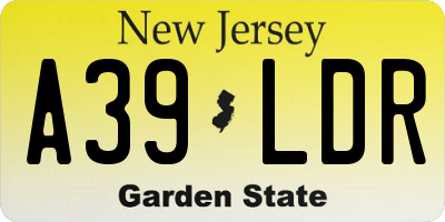 NJ license plate A39LDR