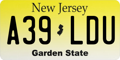 NJ license plate A39LDU