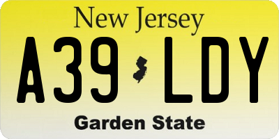 NJ license plate A39LDY