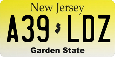 NJ license plate A39LDZ