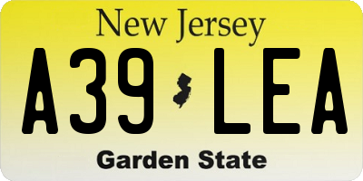 NJ license plate A39LEA