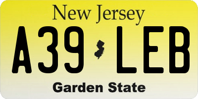 NJ license plate A39LEB