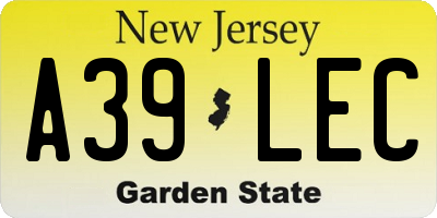 NJ license plate A39LEC