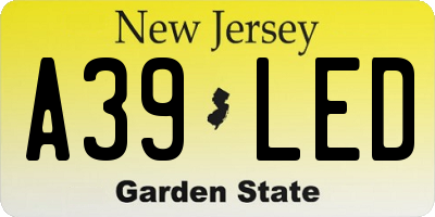 NJ license plate A39LED