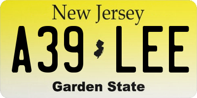 NJ license plate A39LEE