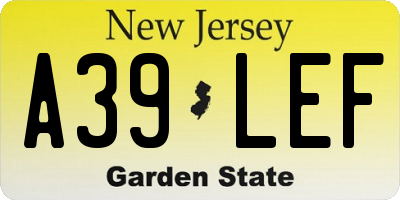 NJ license plate A39LEF