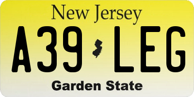 NJ license plate A39LEG