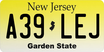 NJ license plate A39LEJ