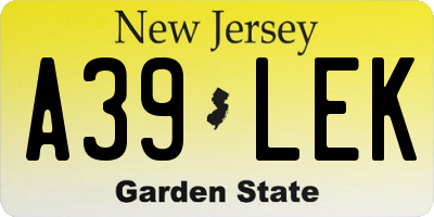 NJ license plate A39LEK