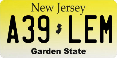 NJ license plate A39LEM
