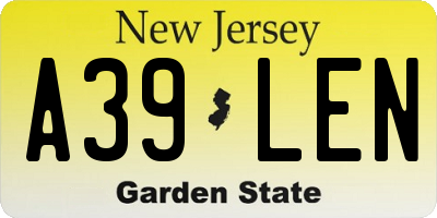 NJ license plate A39LEN