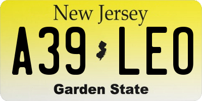 NJ license plate A39LEO