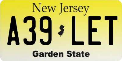 NJ license plate A39LET