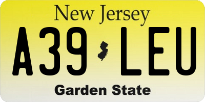 NJ license plate A39LEU
