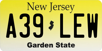 NJ license plate A39LEW