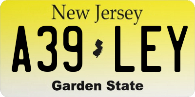 NJ license plate A39LEY