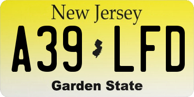 NJ license plate A39LFD