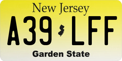 NJ license plate A39LFF
