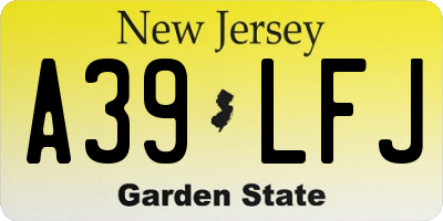 NJ license plate A39LFJ