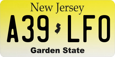 NJ license plate A39LFO