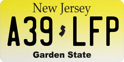 NJ license plate A39LFP