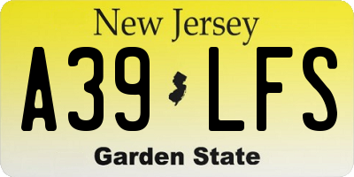 NJ license plate A39LFS