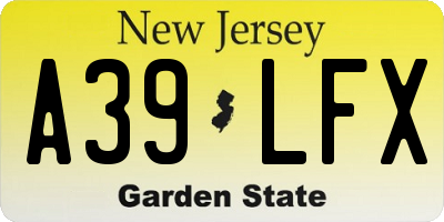 NJ license plate A39LFX