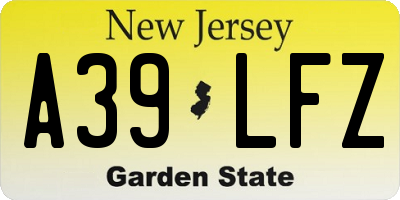 NJ license plate A39LFZ