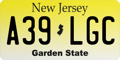 NJ license plate A39LGC
