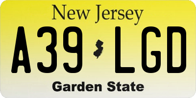 NJ license plate A39LGD