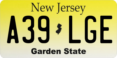 NJ license plate A39LGE