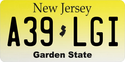 NJ license plate A39LGI