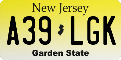 NJ license plate A39LGK