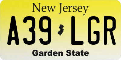 NJ license plate A39LGR
