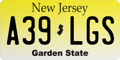 NJ license plate A39LGS