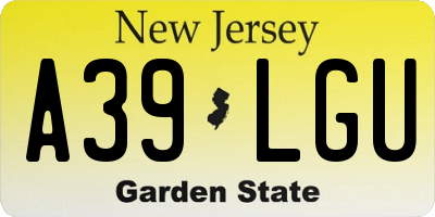 NJ license plate A39LGU