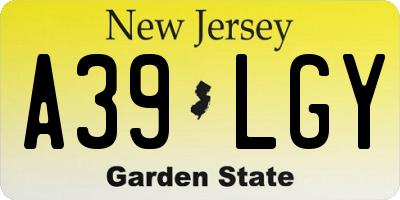 NJ license plate A39LGY