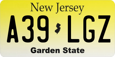 NJ license plate A39LGZ
