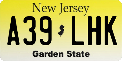 NJ license plate A39LHK