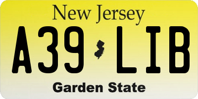 NJ license plate A39LIB