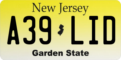 NJ license plate A39LID