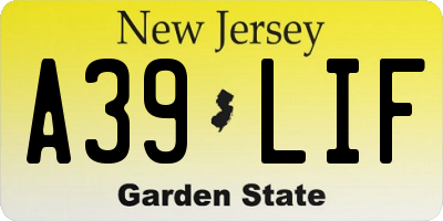 NJ license plate A39LIF