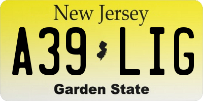 NJ license plate A39LIG