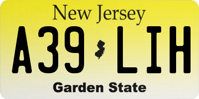 NJ license plate A39LIH