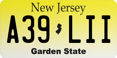 NJ license plate A39LII