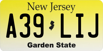 NJ license plate A39LIJ