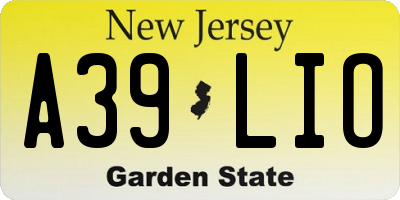 NJ license plate A39LIO