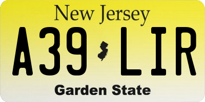 NJ license plate A39LIR